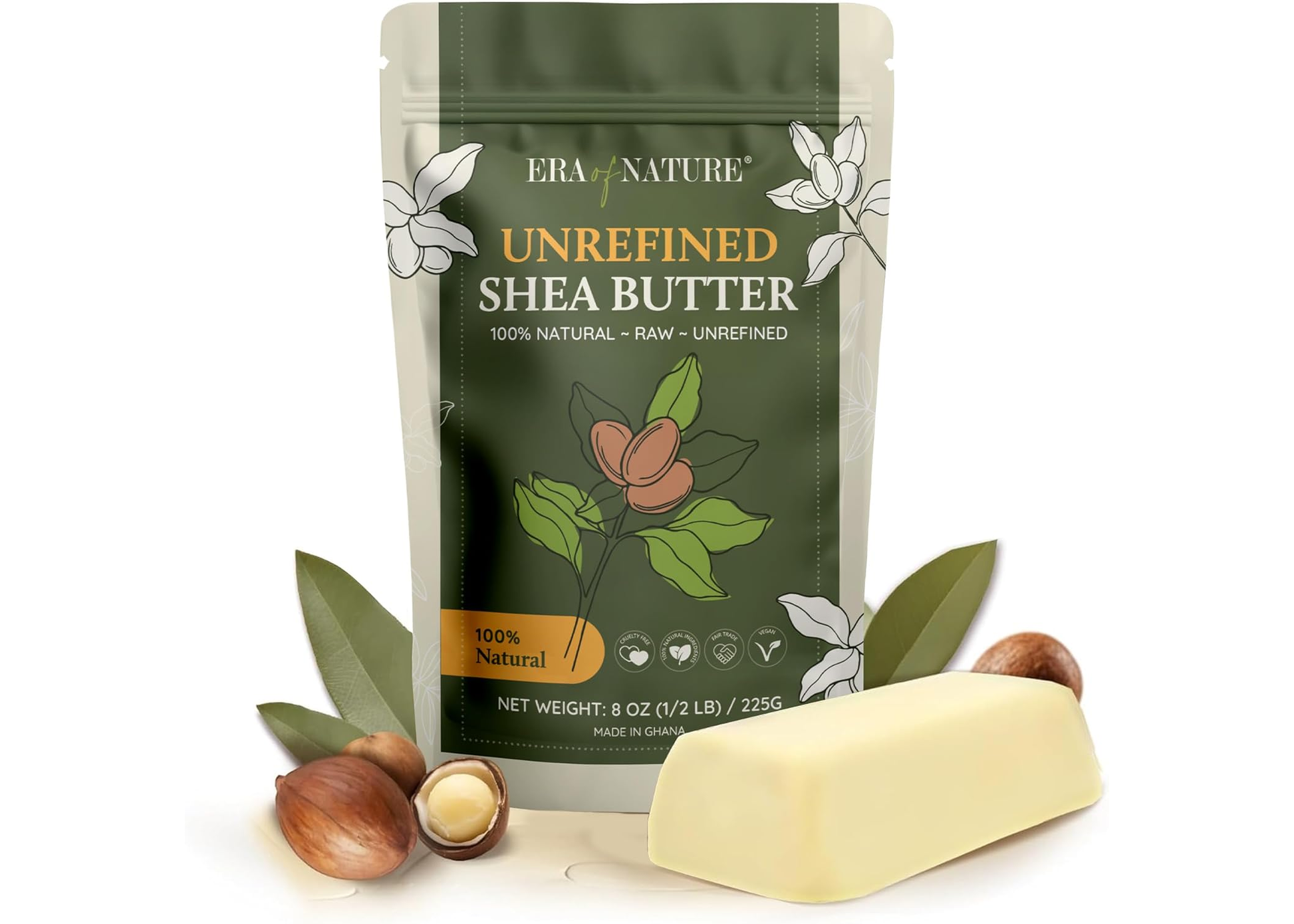 Organic Raw African Ivory Shea Butter - 8oz, Anti-Aging
