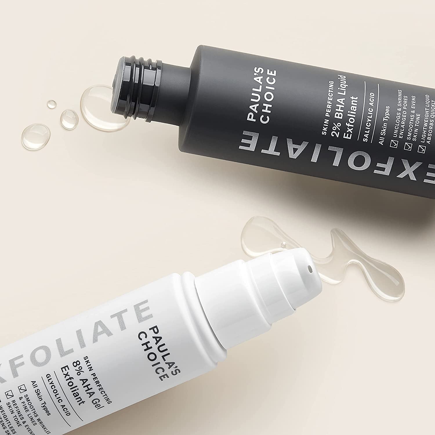 Skin Perfecting AHA & BHA Exfoliant Duo – For Blackheads, Pores, Wrinkles