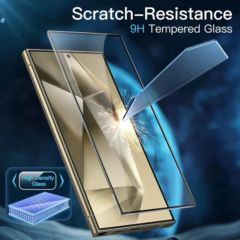 4PCS Full Cover Tempered Glass for  Galaxy S24 S25 Ultra Fingerprint Unlock Screen Protector S24Plus S24+ S24 Ultra Glass