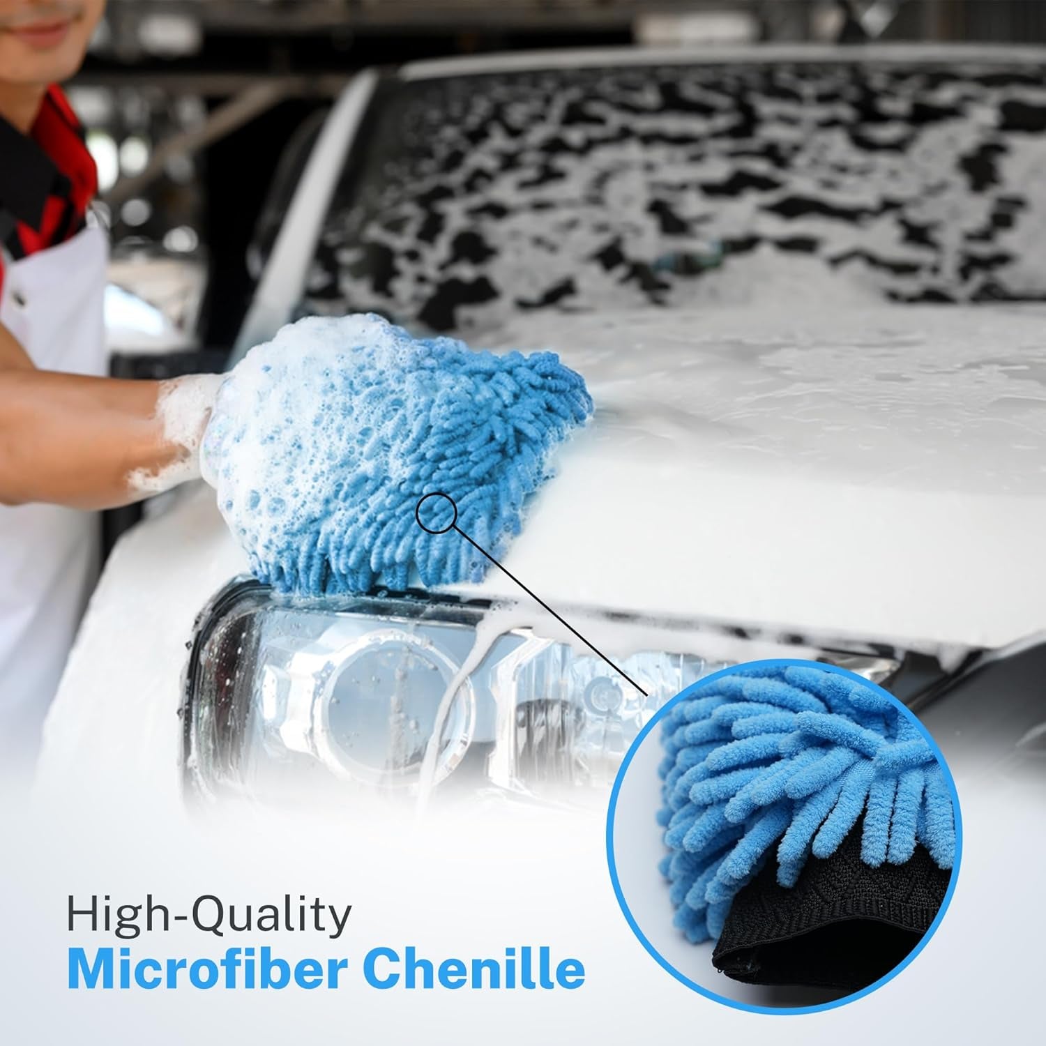 SM Arnold 2-Pack Microfiber Wash Mitts – Ultra-Soft, Scratch-Free, Reusable for Car Detailing & Home Cleaning