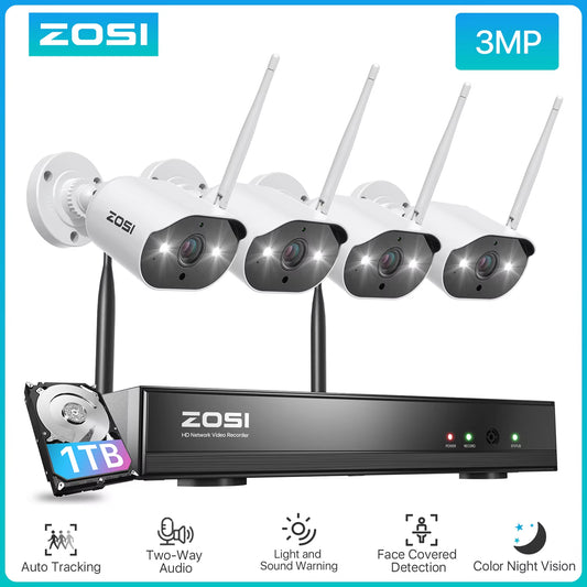 3MP Wireless Security System with 8CH H.265 NVR & Cameras