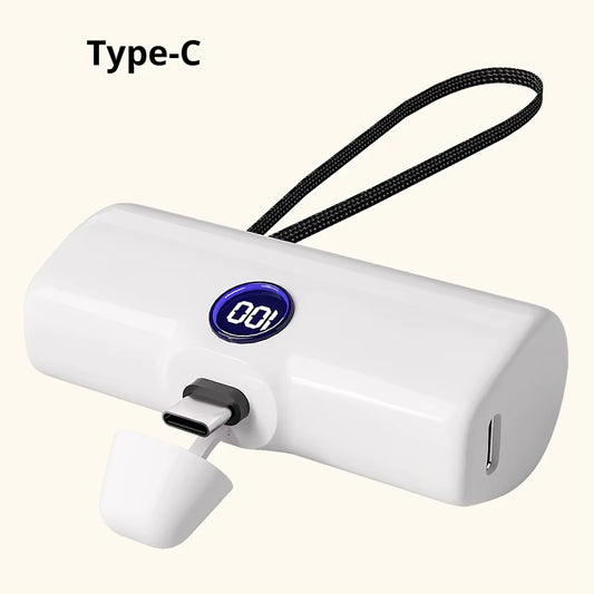 Portable Fast Charger with Built-In Cable for iPhone/Samsung