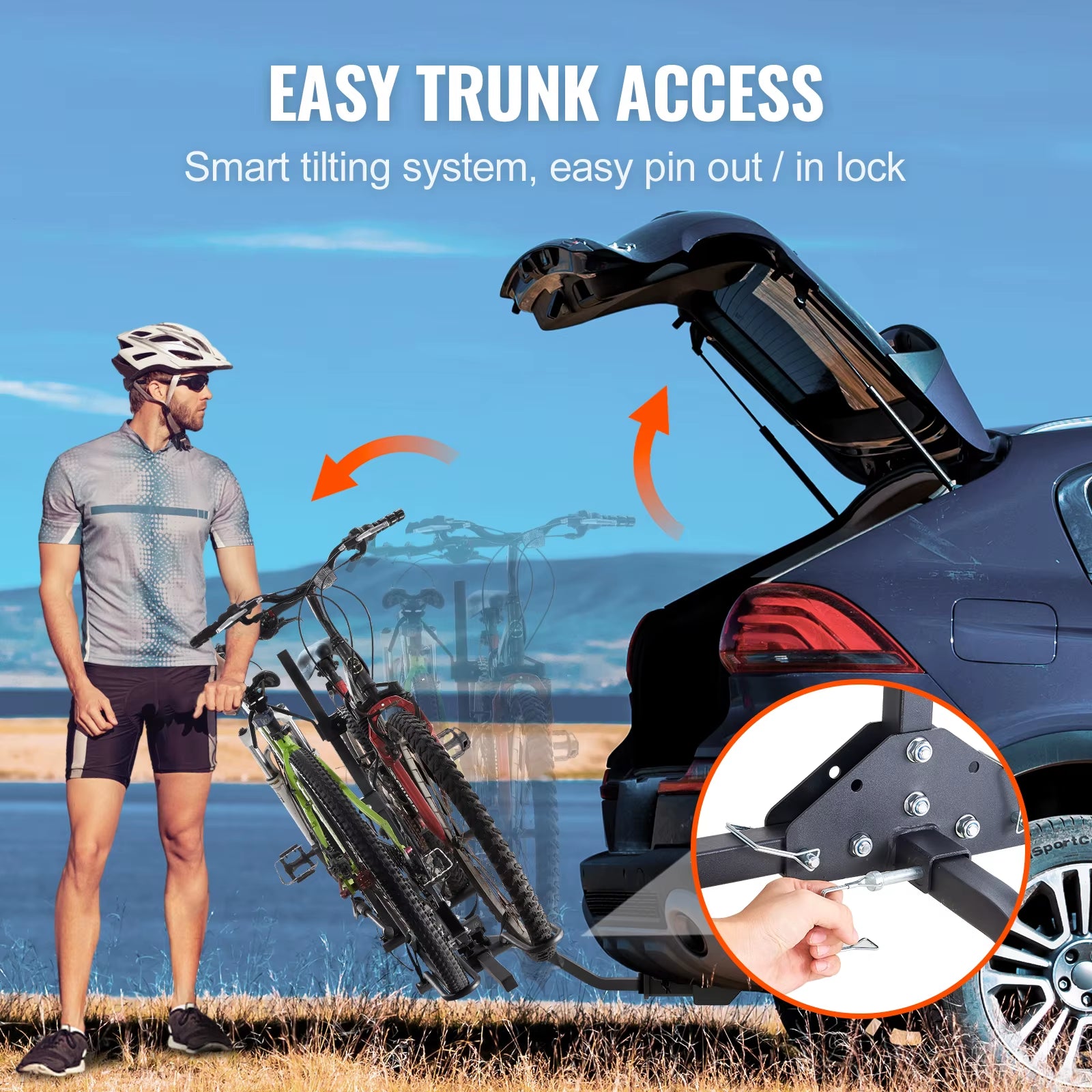 VEVOR 2-Bike Hitch Mount Rack 80LBS Max Capacity for Car