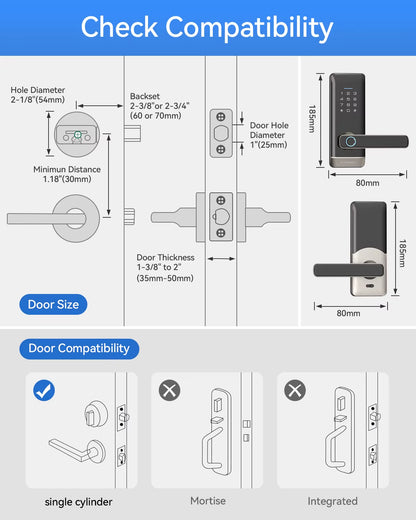 Smart Keyless Door Lock, Fingerprint & Keypad Entry for Home