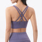 New Cross Back Nylon Yoga Top Women Sports Bra Quick Dry Workout Fitness Bra For Women Gym Running Breathable Underwear 25 Color