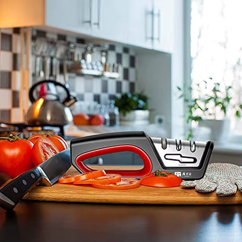 4-in-1 Kitchen Sharpener for Knives & Scissors - Diamond Steel