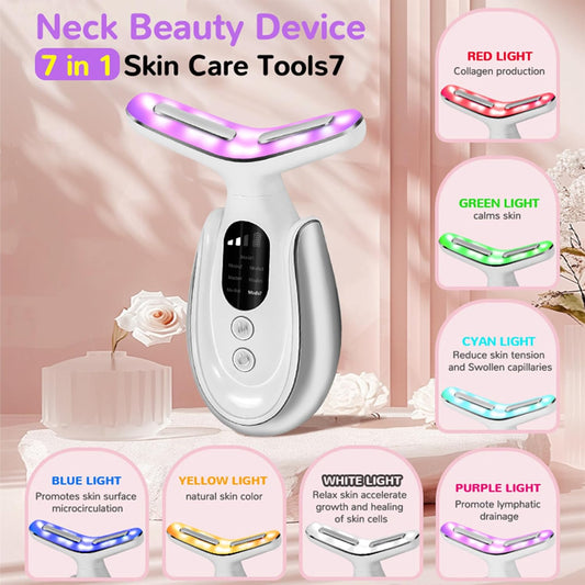 7-Color Face & Neck Massager – Skin Rejuvenation & Wrinkle Remover