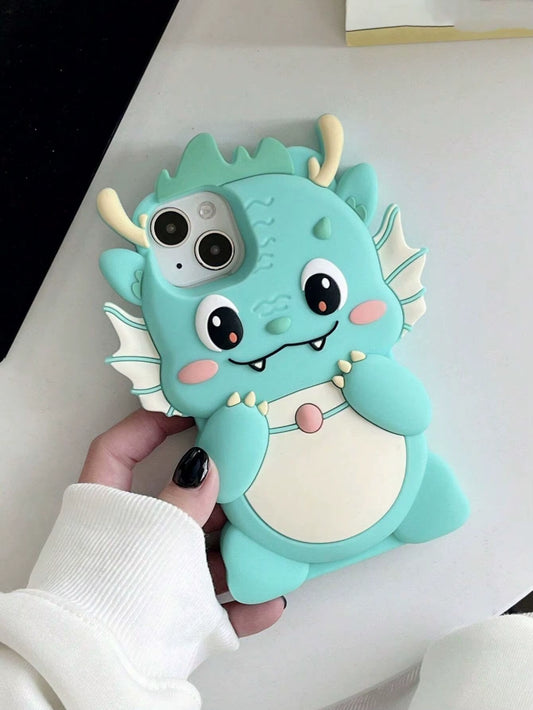 Soft Silicone Dragon Baby Phone Case - Light Blue, Kawaii