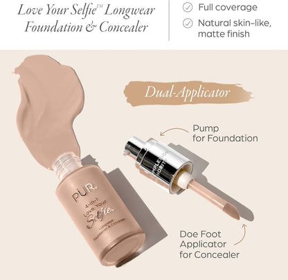 PÜR 4-in-1 Love Your Selfie Foundation & Concealer - MG5 Almond, 30ml