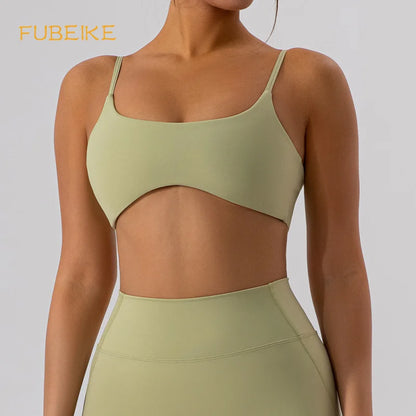 FUBEIKE Tight Back Yoga Bra Nude Feel Quick-Drying Sports Bra Big Size Underwear Pilates Workout Clothes Vest Top For Women