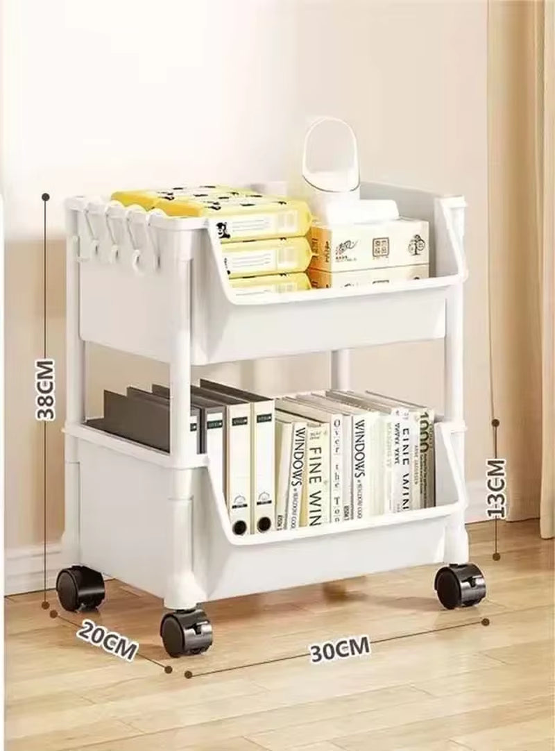 "Trolley Bookshelf & Narrow Storage Rack for Kitchen & Bathroom"