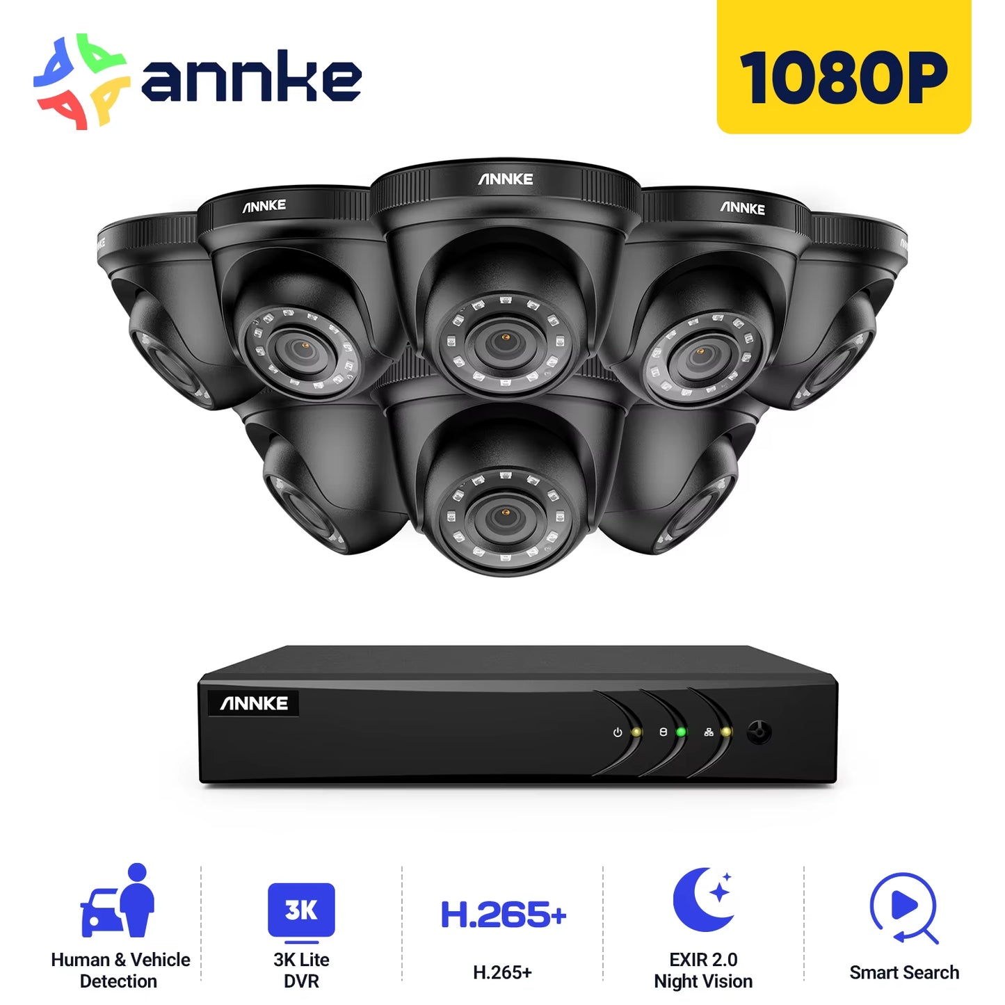 8CH 1080P FHD CCTV System with 5MP Recorder & Cameras