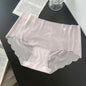Breathable Solid Color Ice Silk Panties Ultra Thin Soft Middle Waist Briefs Cotton Crotch Underwear Seamless Lingerie Daily