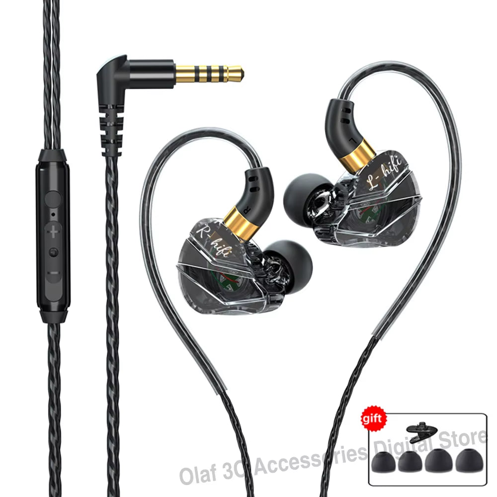 3.5mm Jack Type-C Wired Headphones HIFI Bass Earbuds
