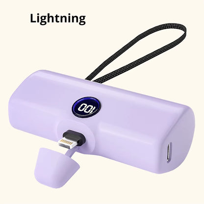 Portable Fast Charger with Built-In Cable for iPhone/Samsung
