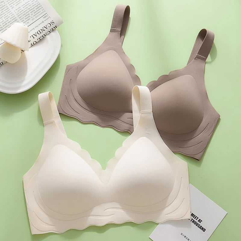 Traceless Plus Size Women Underwear No Steel Rings Gather Fixed Cup Prevent Sagging Soft Support Comfortable Thin Sports Bra