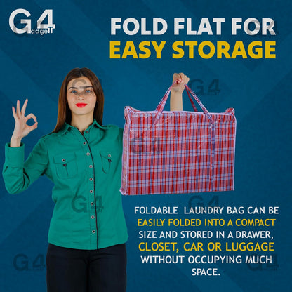 3-Pack Large Heavy Duty Laundry Bags with Zips & Handles