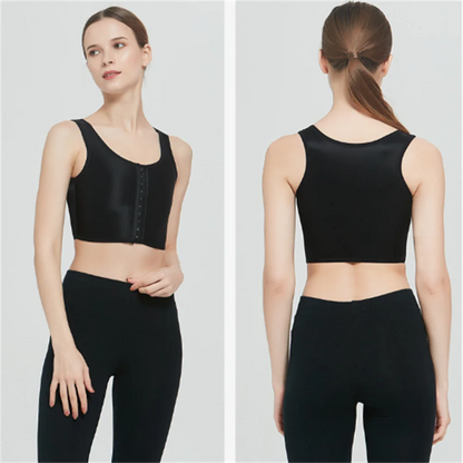 Women Chest Binder Breathable Chest Breast Binder Buckle Short Vest Tops Underwear Tank Tops Wireless Chest Wrap Bandage