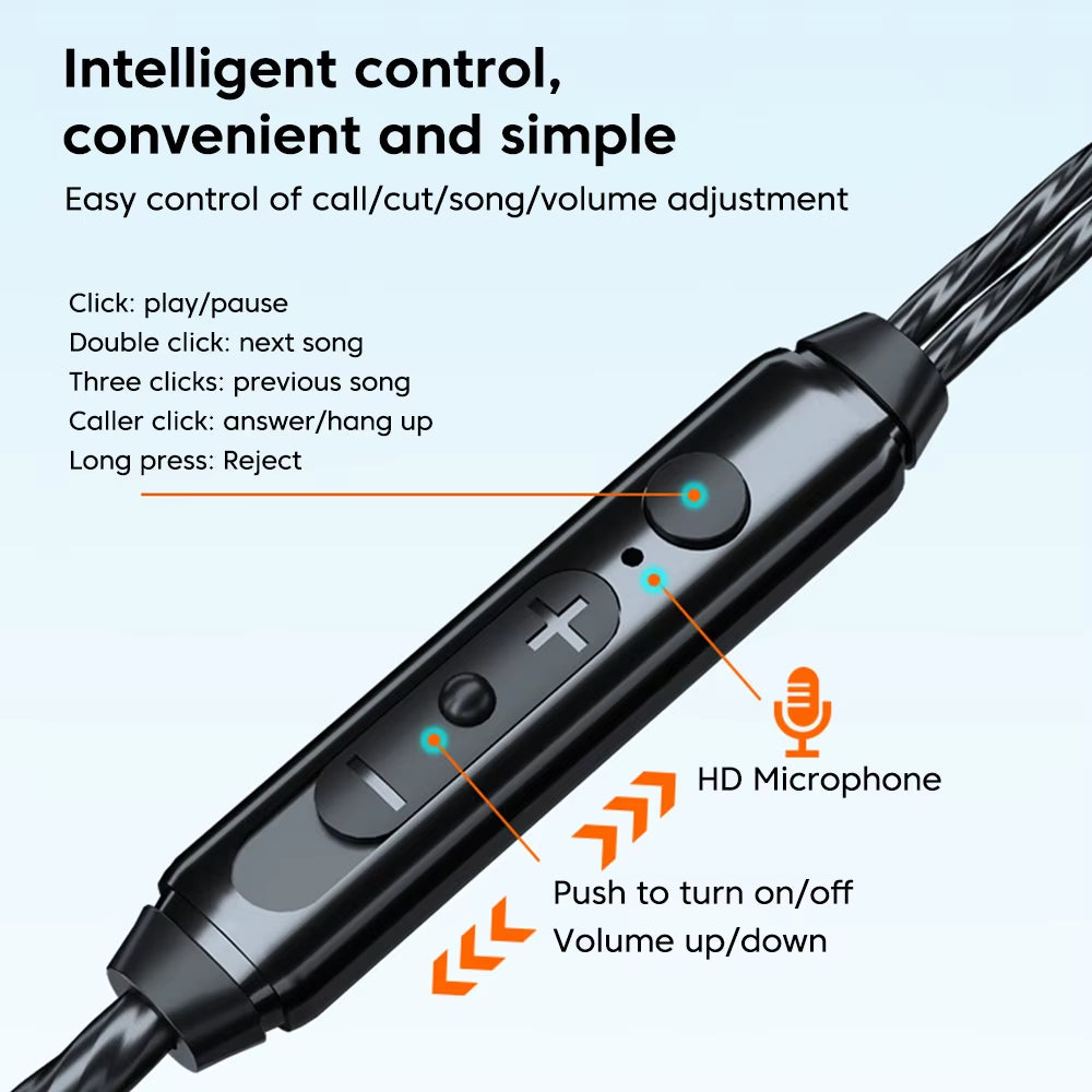 3.5mm Jack Type-C Wired Headphones HIFI Bass Earbuds
