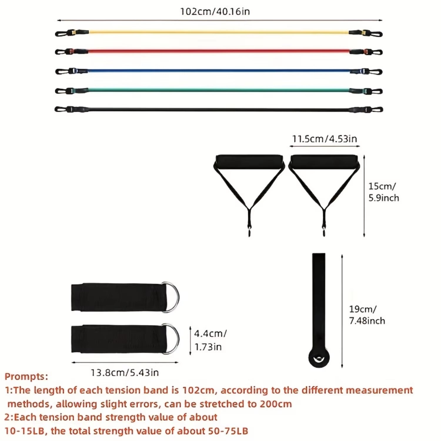 11Pcs TPE Resistance Bands Set with Door Anchor & Straps
