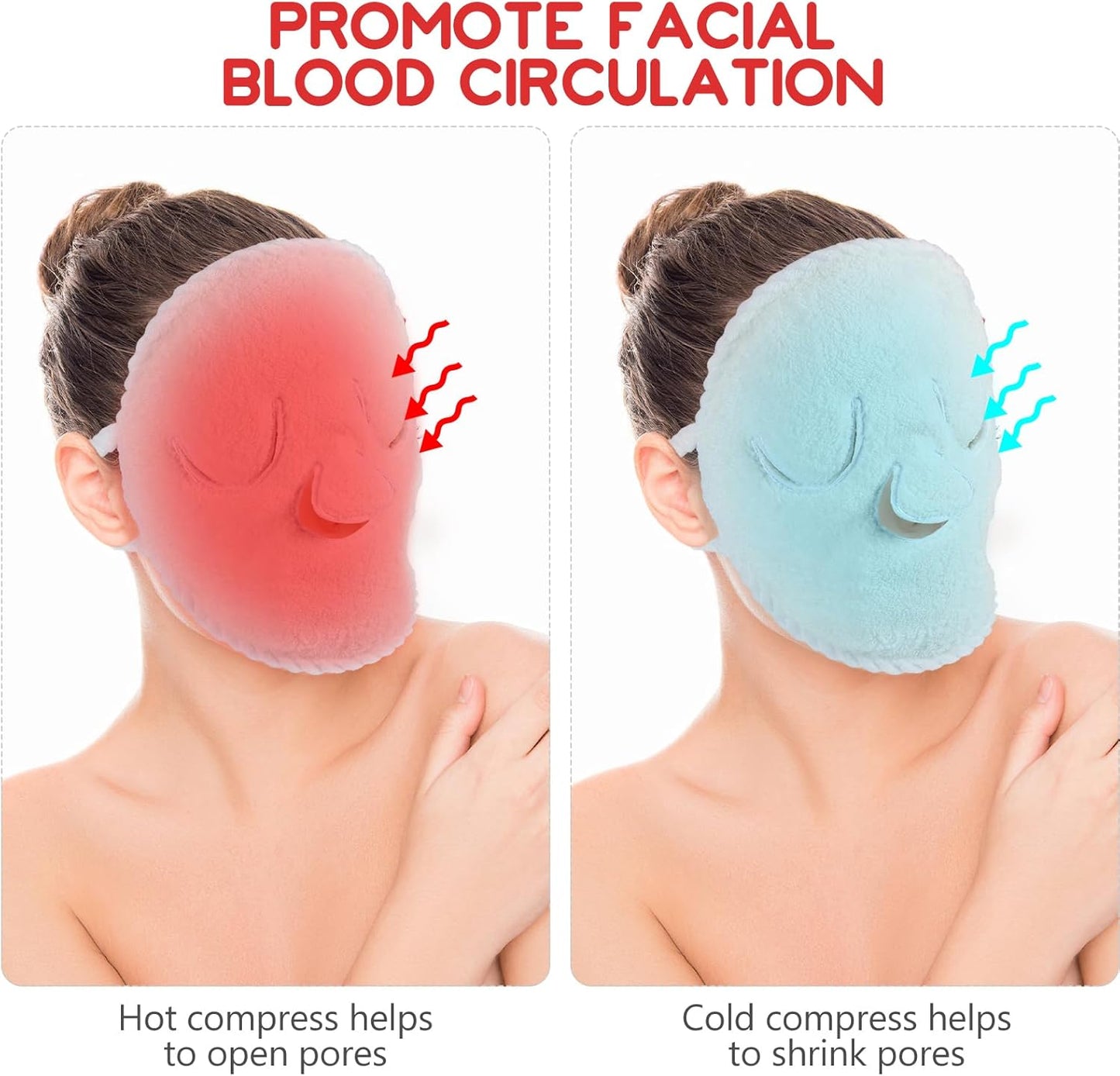 2Pcs Reusable Hot & Cold Face Towel Masks for Skincar