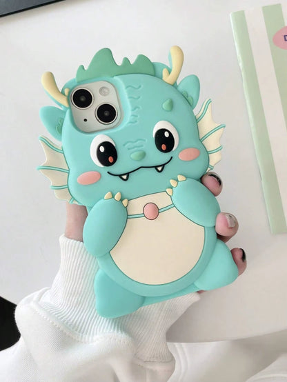 Soft Silicone Dragon Baby Phone Case - Light Blue, Kawaii