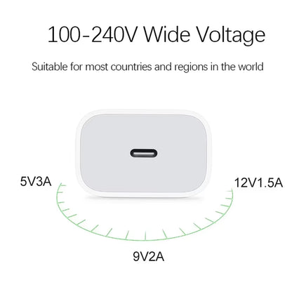2025 20W USB-C Power Adapter for iPhone 12-16 Fast Charger