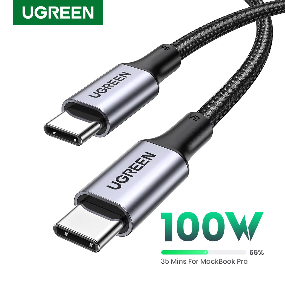 100W USB-C to USB-C Cable for MacBook, iPad, Samsung