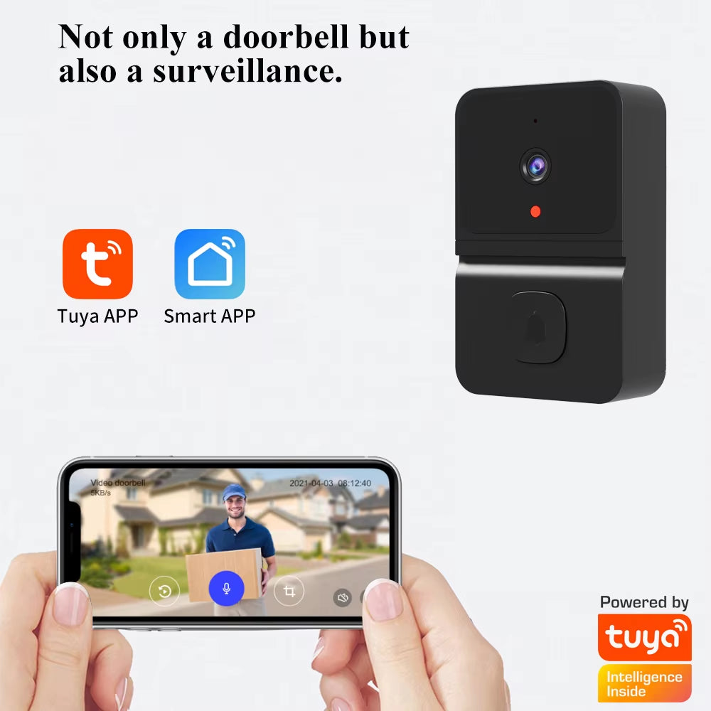 Smart Video Doorbell WiFi Tuya Wireless, 2-Way Voice Call