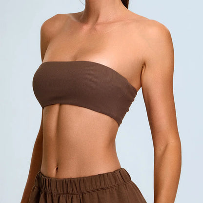 Strapless Sports Bra Women Gym Top Quick-Drying Yoga Clothes Women Tube Top Fitness Chest Wrap Underwear Workout Bra Female