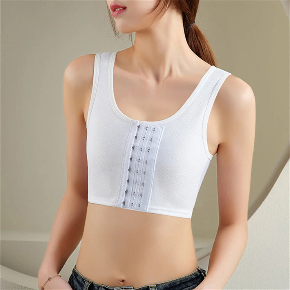 Women Chest Binder Breathable Chest Breast Binder Buckle Short Vest Tops Underwear Tank Tops Wireless Chest Wrap Bandage