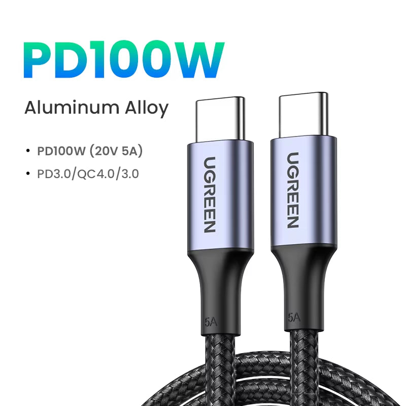 100W USB-C to USB-C Cable for MacBook, iPad, Samsung