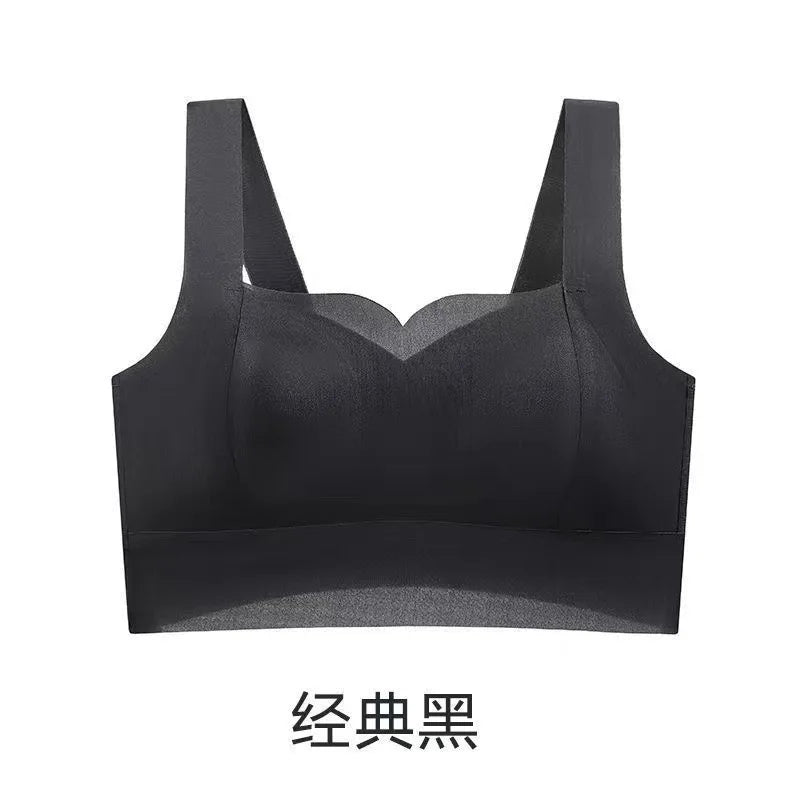 Summer ultra-thin no-mark underwear women's large breasts show small side breast strapless anti-go bra ice silk sling vest