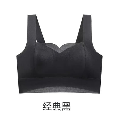 Summer ultra-thin no-mark underwear women's large breasts show small side breast strapless anti-go bra ice silk sling vest