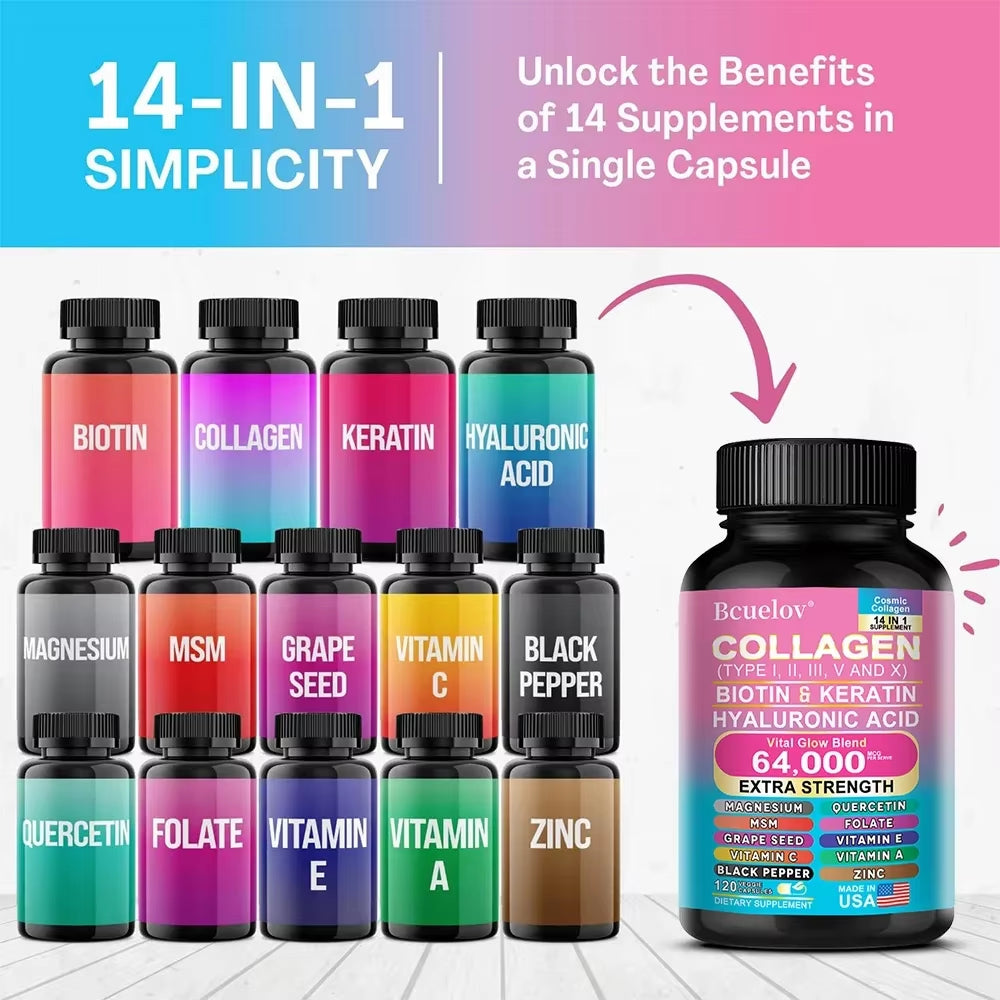 Collagen Capsules with Biotin & Keratin for Skin, Hair, and Nails