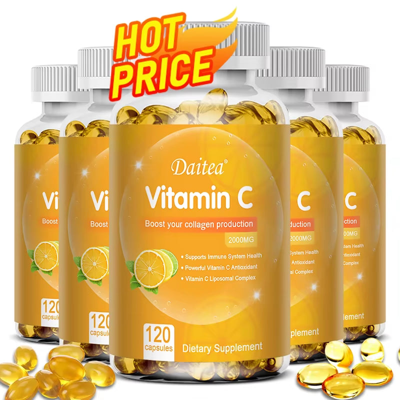 Vitamin C 2000mg, High Absorption, Immune & Collagen Booster