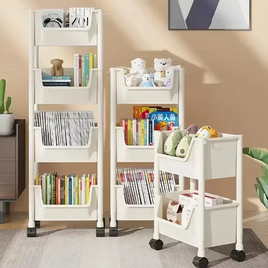 "Trolley Bookshelf & Narrow Storage Rack for Kitchen & Bathroom"