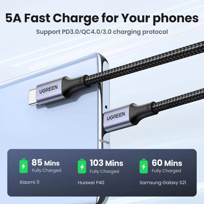 100W USB-C to USB-C Cable for MacBook, iPad, Samsung