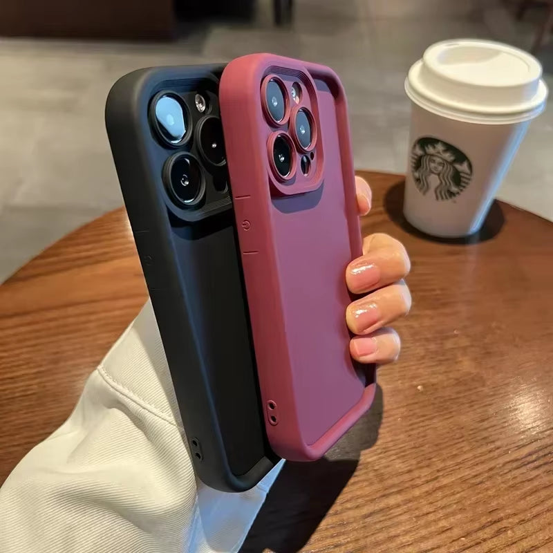 "Luxury Matte Silicone iPhone Case Shockproof Bumper Cover"