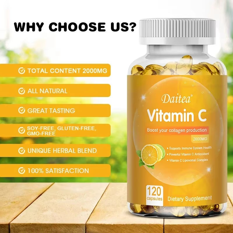 Vitamin C 2000mg, High Absorption, Immune & Collagen Booster
