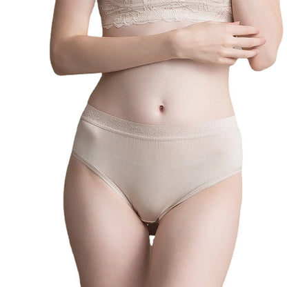 Silk Mid Waist Brief Panties for Women, Comfortable and Breathable 100% Silk Ultra-fine Knitting Underwear 18089