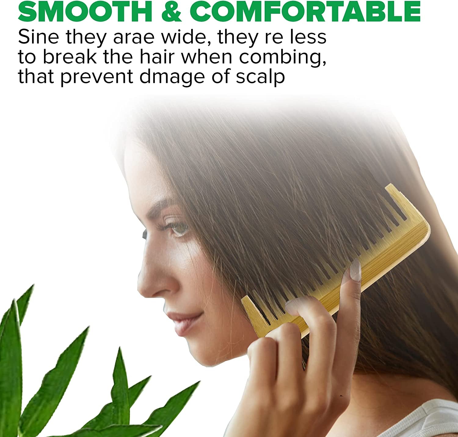 Naturals Natural Large Bamboo Wooden Hair Comb - Eco-Friendly