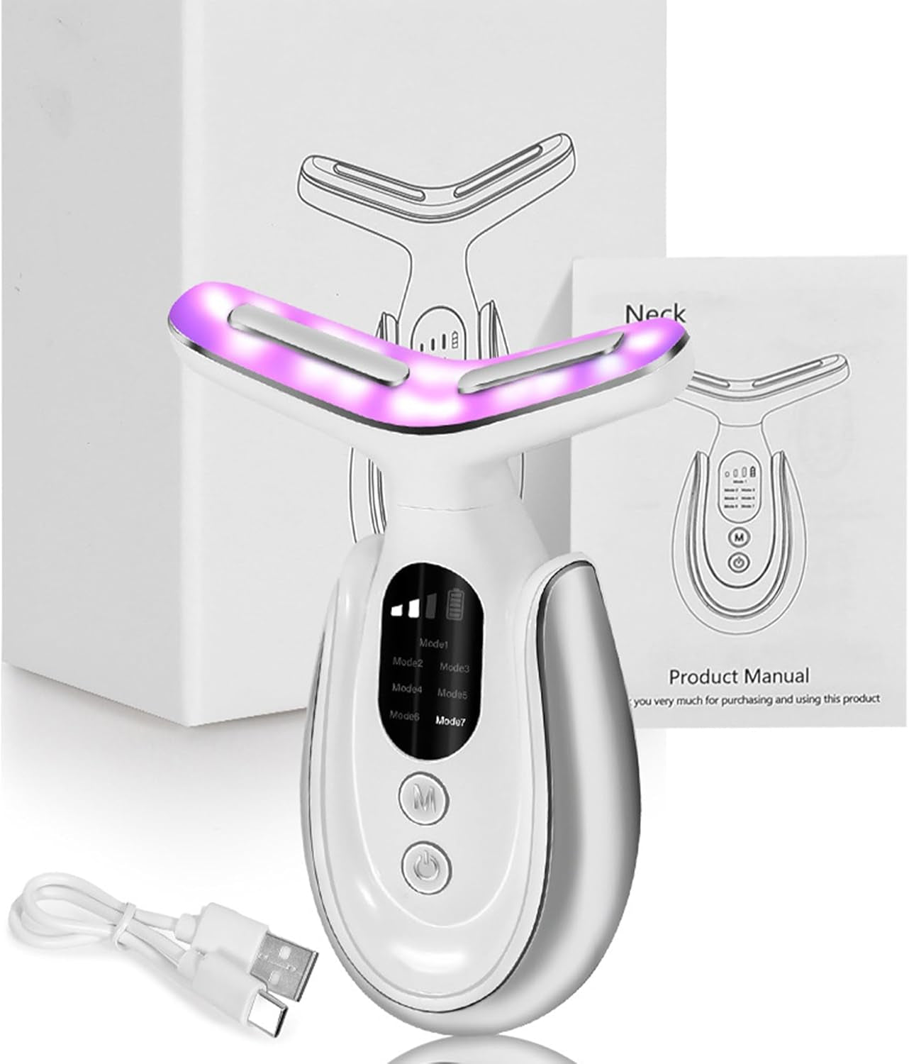 7-Color Face & Neck Massager – Skin Rejuvenation & Wrinkle Remover