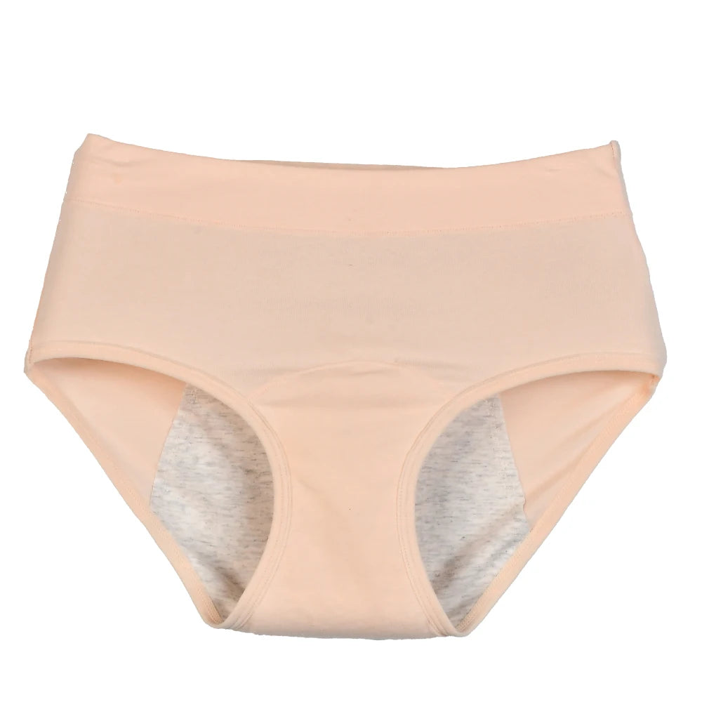 Women's Cotton Menstrual Underwear – Leakproof Medium-Waist Period Panties, Plus Sizes XL-6XL