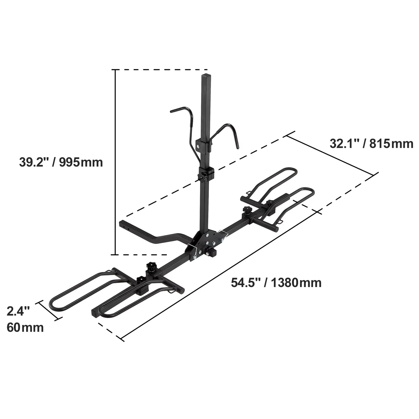 VEVOR 2-Bike Hitch Mount Rack 80LBS Max Capacity for Car