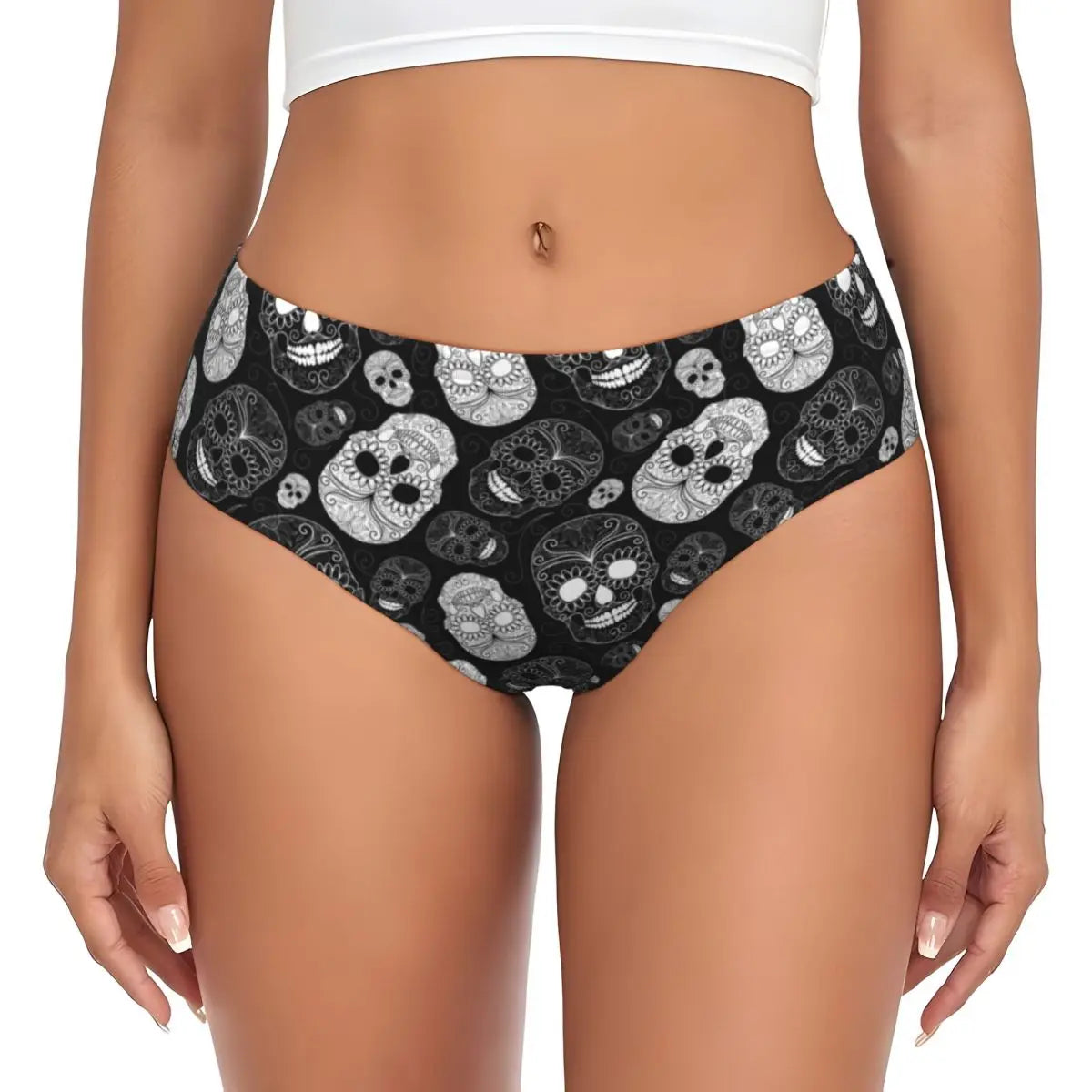 Custom Womens Day Of The Dead Gothic Panties Underwear Female Stretch Mexican Sugar Skull Briefs Underpants
