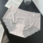 Breathable Solid Color Ice Silk Panties Ultra Thin Soft Middle Waist Briefs Cotton Crotch Underwear Seamless Lingerie Daily