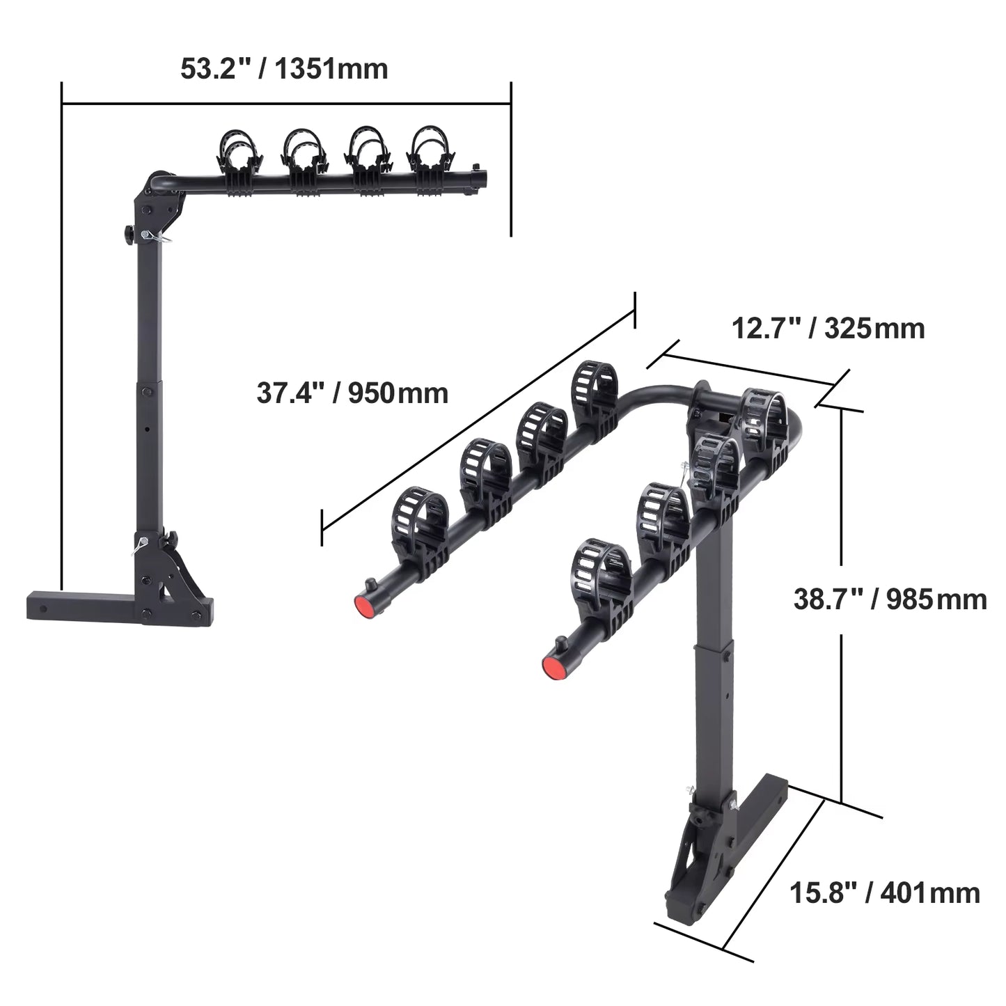 VEVOR 2-Bike Hitch Mount Rack 80LBS Max Capacity for Car