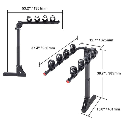 VEVOR 2-Bike Hitch Mount Rack 80LBS Max Capacity for Car