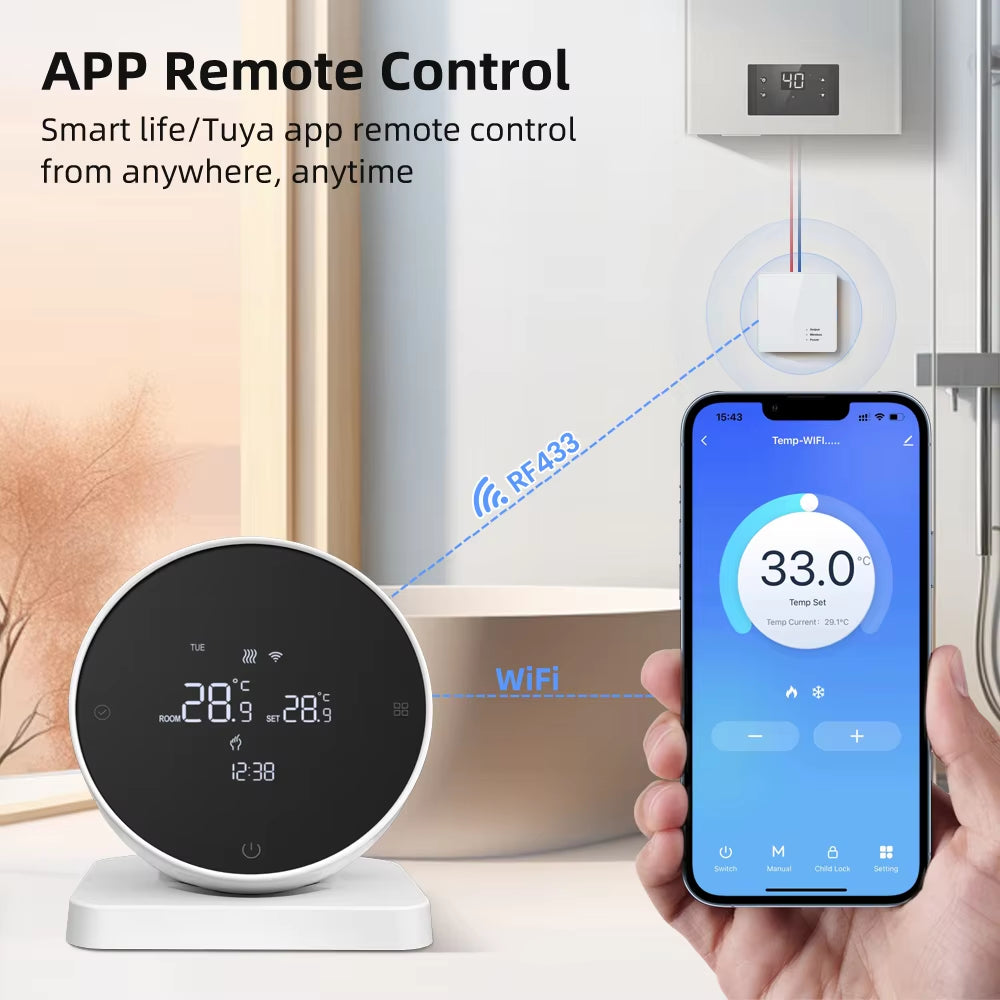 Tuya WiFi Smart Thermostat with RF Receiver for Boilers